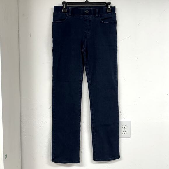 Betabrand Dark Wash Pull On Sliming Jeans Straight Leg Womens SP Blue Denim - Picture 1 of 9
